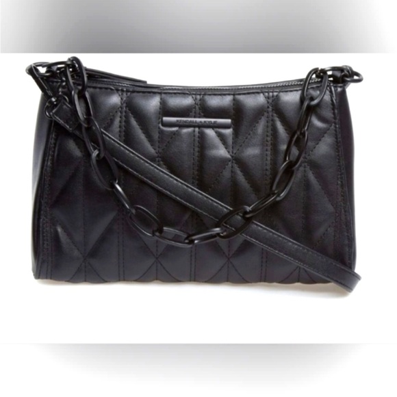 Kylie + Kendall Black Adjustable Shoulder Chain Hand Bag Polyurethane Polyester - Picture 2 of 8